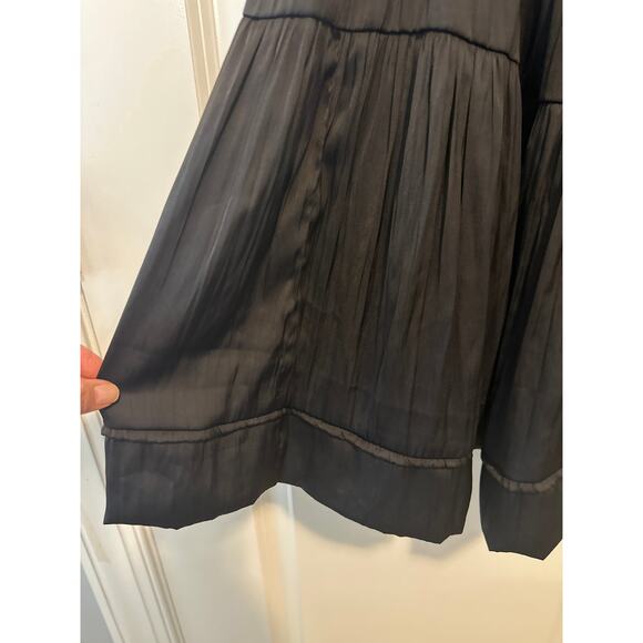 Anthropologie NWT Black Flutter Sleeve Square Neck Smocked Mini Dress Size M - Picture 8 of 12